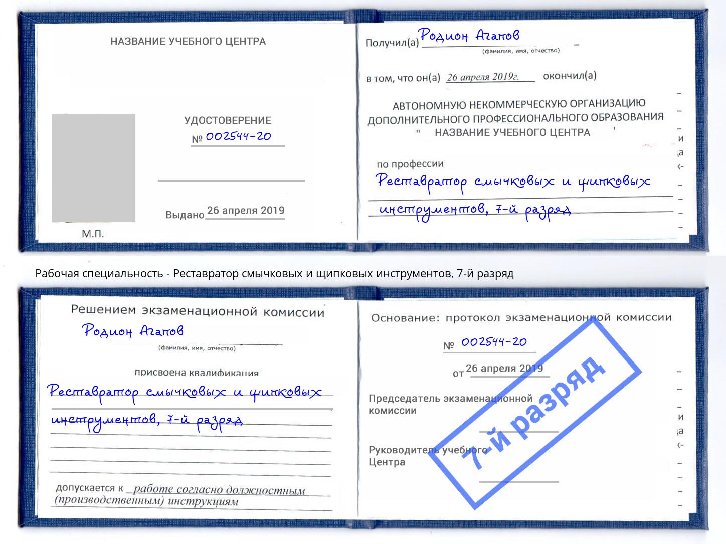 корочка 7-й разряд Реставратор смычковых и щипковых инструментов Старый Оскол