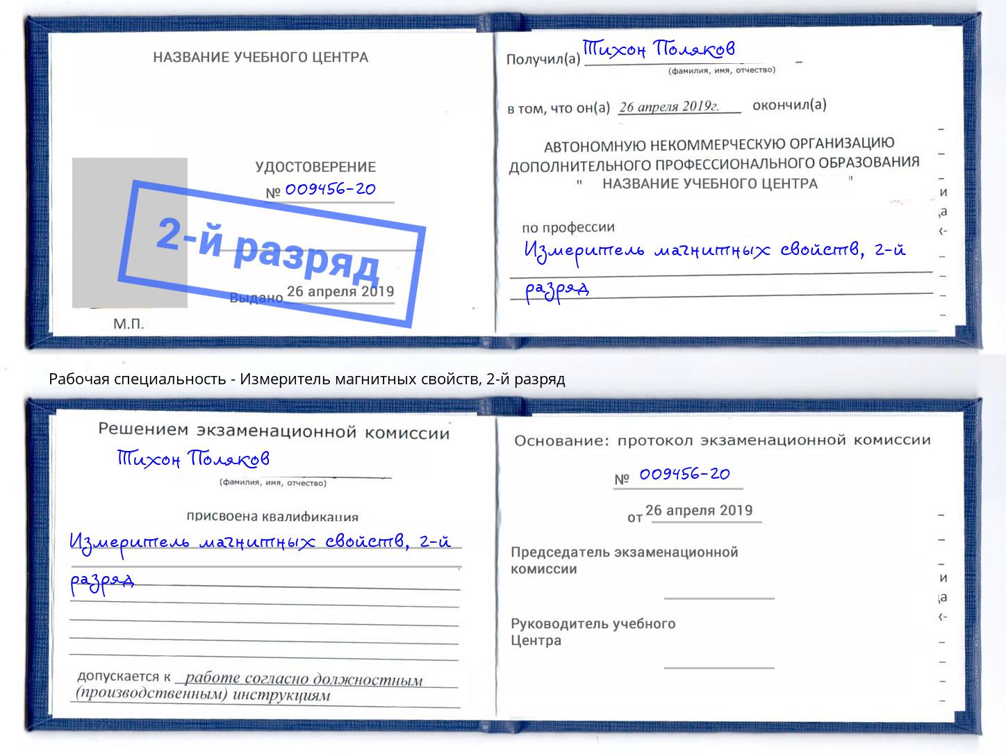 корочка 2-й разряд Измеритель магнитных свойств Старый Оскол