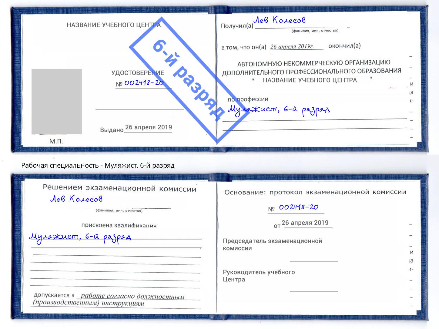 корочка 6-й разряд Муляжист Старый Оскол